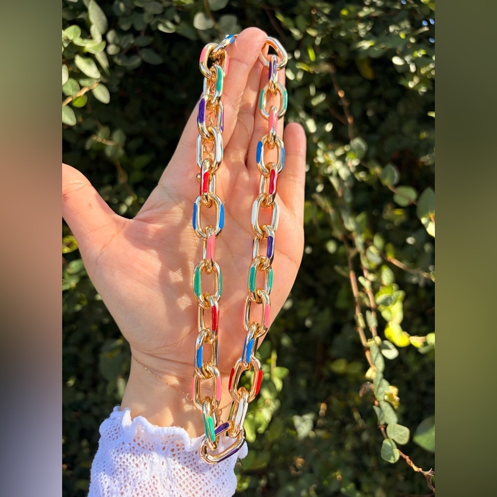 Colorful Gold Chain Link
Necklace and Bracelet Set - Picture 3 of 10